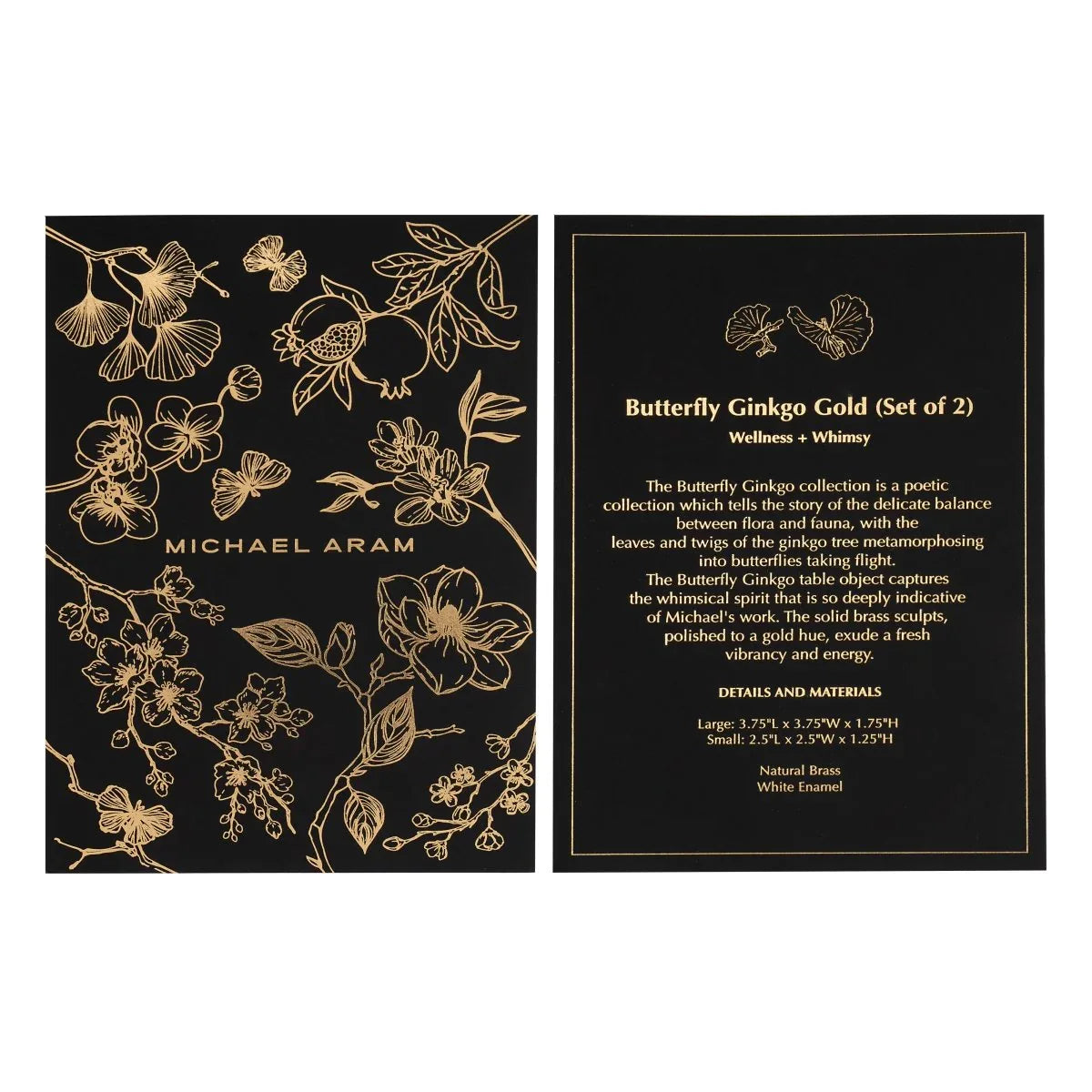 Butterfly Ginkgo Gold Decorative Objects Set of 2
