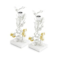 Pomegranate Silver & Gold Candleholders S/2